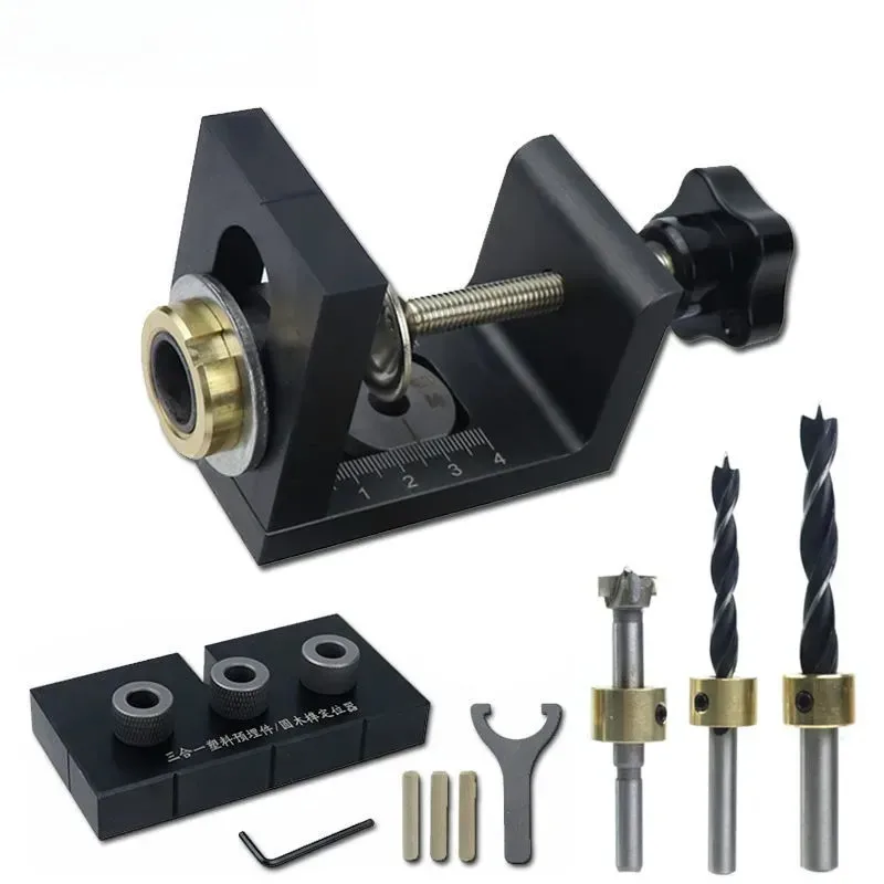 for Woodworking 3 in 1 Punching Positioner 2 in 1 Puzzle Log Tenon Positioner Board Furniture Hole Opener Tool