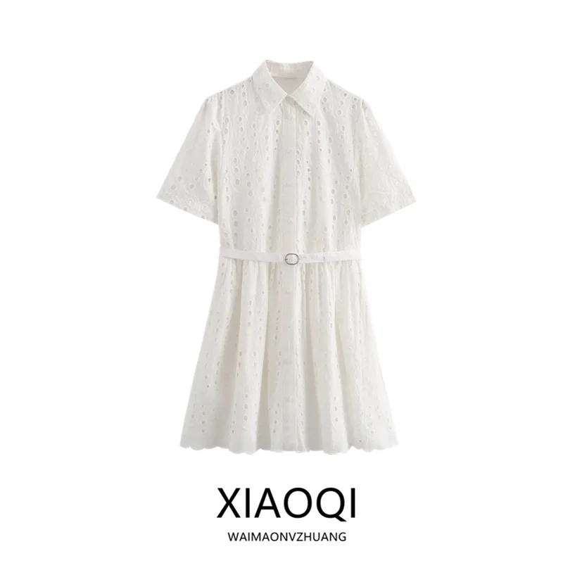 Ele Summer 2024 Or Sve da donna ricamato scavato bianco Dr Commute Sle irt Dr Summer Collection