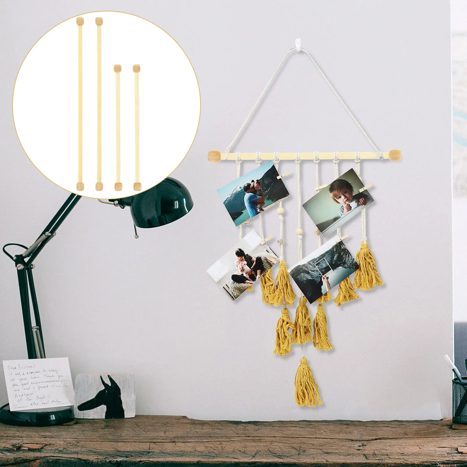 4Pcs Bamboo Tapestry Rods Horizontal Hanging Sticks Protruding Design Prevent Slipping Ideal for Tapestry Banner Woven DIY Decor