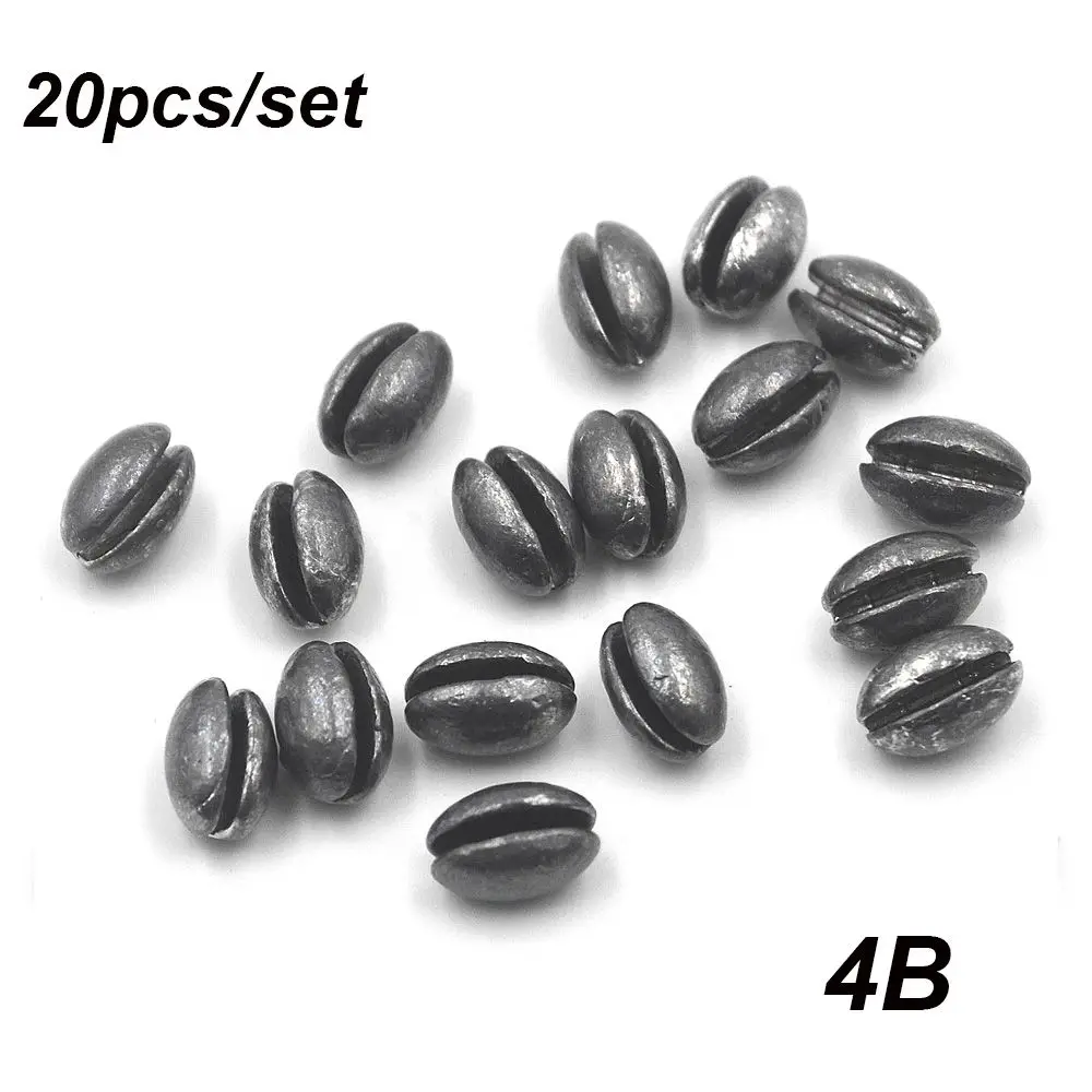 20PCS/Bag Round Shot Split Weights Additional Weight opening Mouth Hook Connector Fishing Lead fall Olive Shaped Sinker