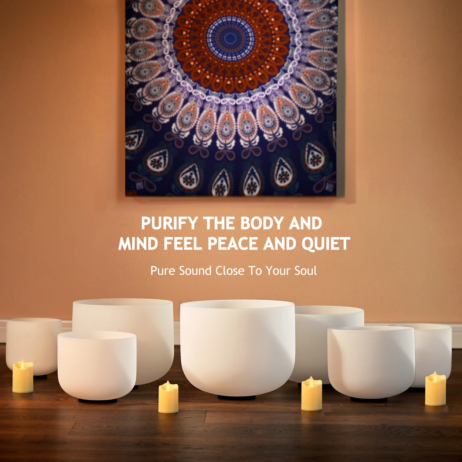 

CVNC 432HZ 6-12 Inch Frosted Quartz Crystal Singing Bowls Set of 7pcs for Sound Healing with Carry Bags