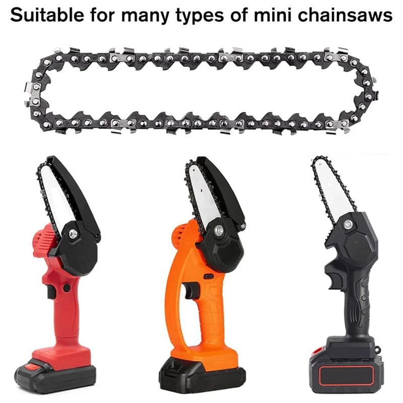 LICE-4Pcs Mini Chainsaw Chain 4 Inch Guide Saw Chain 1/4 LP Pitch, 28 Sections For Electric Protable Handheld Chain Saw Durable