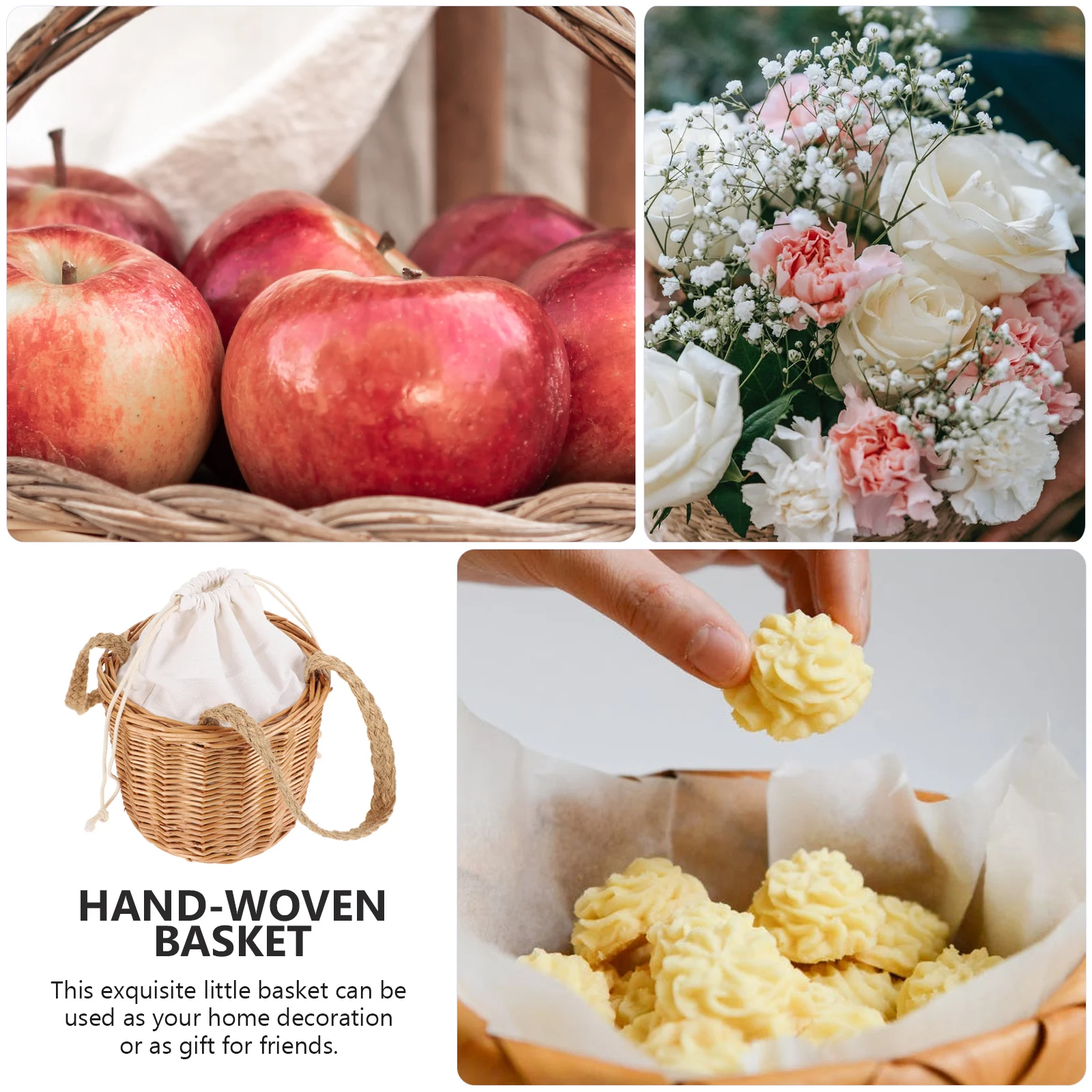 

1 pc Wooden Storage Basket Handwoven Wedding Candy Box Bridesmaid Gift Picnic Shopping Basket Portable Handle Design