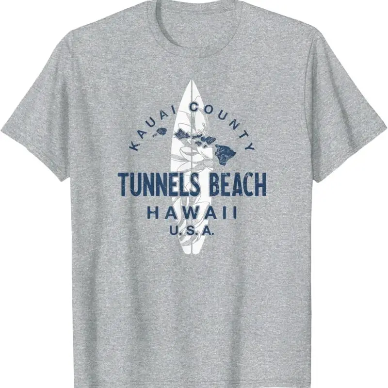 

Tunnels Beach Kauai Hawaii Vintage Surfing T Shirt