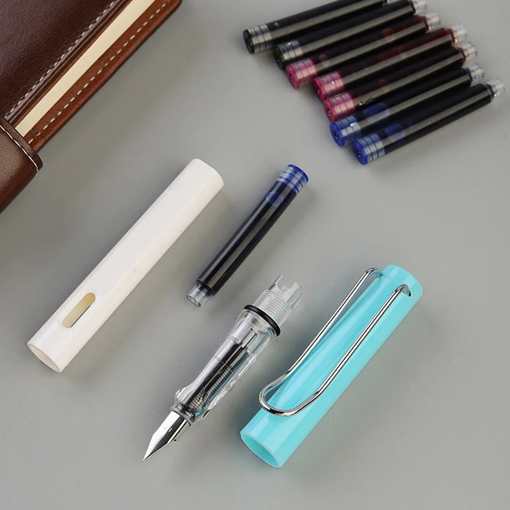 

150 Pcs Fountain Pen Ink Cartridges Black 50 Blue 50 Red Plastic Retractable Absorption Devices for Students Teachers