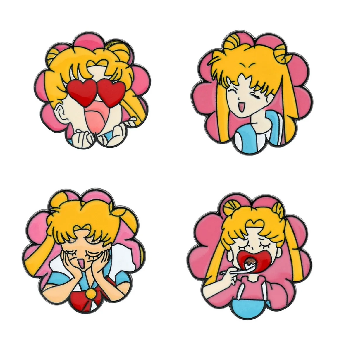 

Kawai Sailor Moon Usagi Tsukino Cute cartoon metal badge moon hare brooch cute student bag accessories toy children Halloween