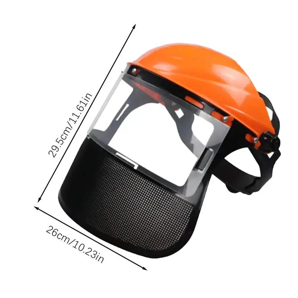 Casco de seguridad para cortadora de césped de jardín, sombrero con máscara protectora de malla de cara completa para registro, desbrozadora, protección forestal
