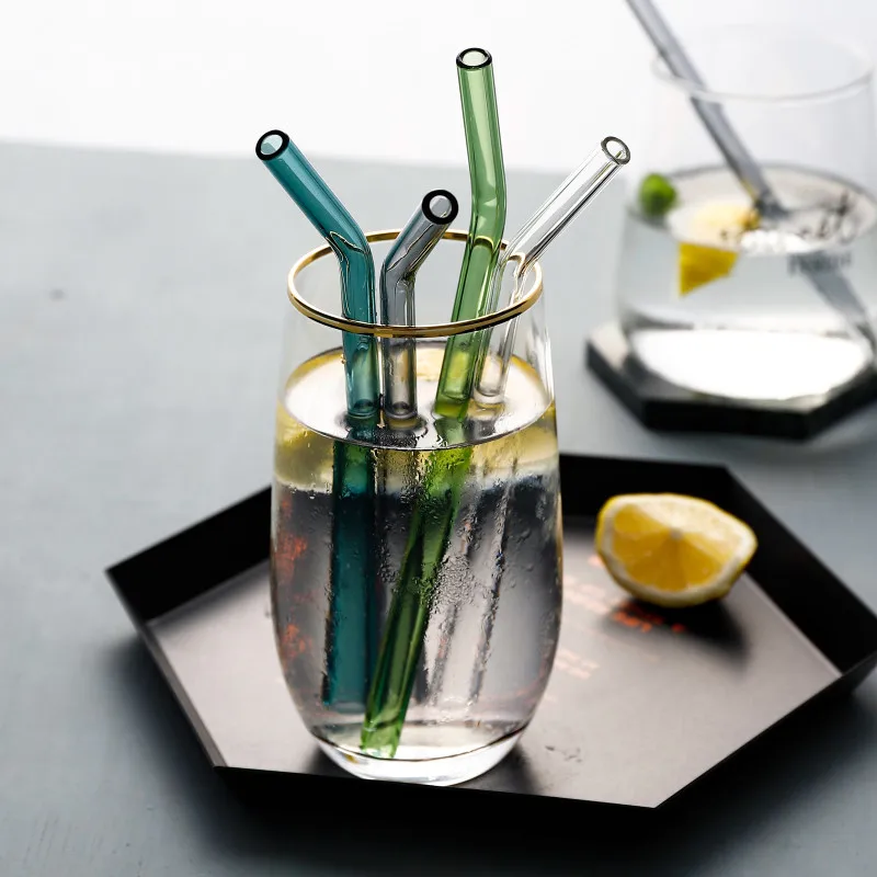 Colorful Glass Straws Reusable Drinking Straw Eco-friendly High Borosilicate Glass Straw Glass Favors Bar Drinkware Tube Party