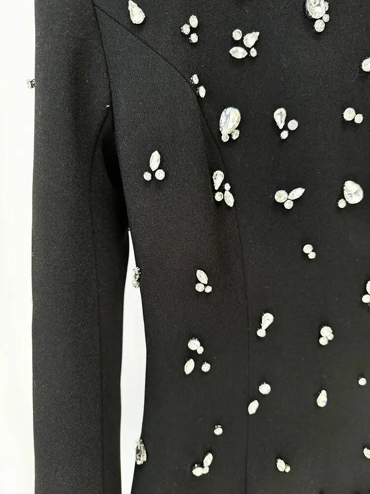 TOP QUALITÉ Date 2025 Designer De Mode Femmes Strass Dias Perlé Longue Robe Maxi