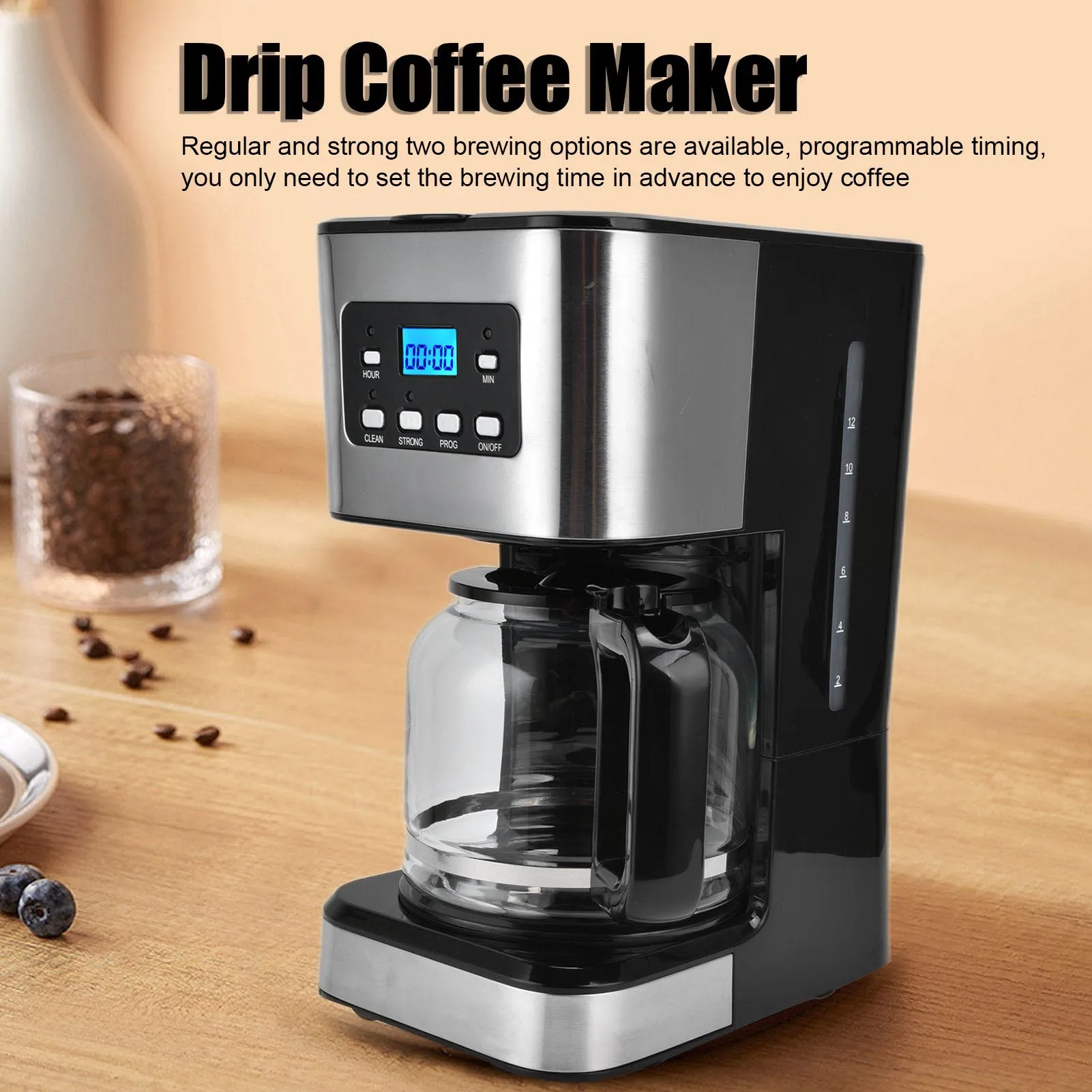 

1.5L American Coffee Machine 12 Cups Automatic Drip Coffee Maker Glass Kettle Coffee Maker for Home And Office