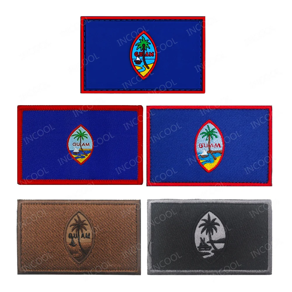 Parches bordados de bandera de Guam de Estados Unidos, banderas de guamania, banderas de goma de PVC, parche de brazalete con apliques para ropa y mochila