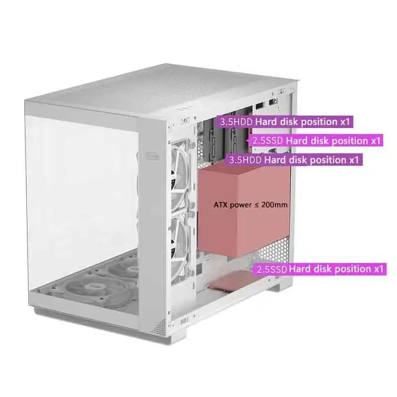 Pccooler C3 T500 ATX Computer Desktop Case Compatible 360 Water Cooling M-ATX MINI-ITX Seaview Room PC Case Type-C interface