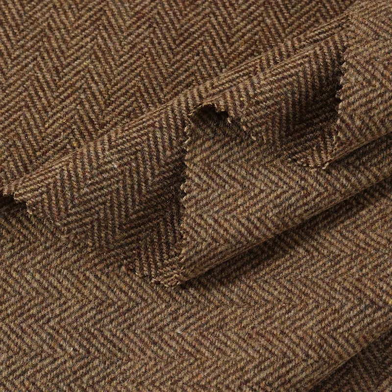 

1m Autumn and Winter Woolen Synthetic Fabric Thickened Imitation Cashmere Prickly Hair Herringbone Fabric Coat Pants DIY Sewing