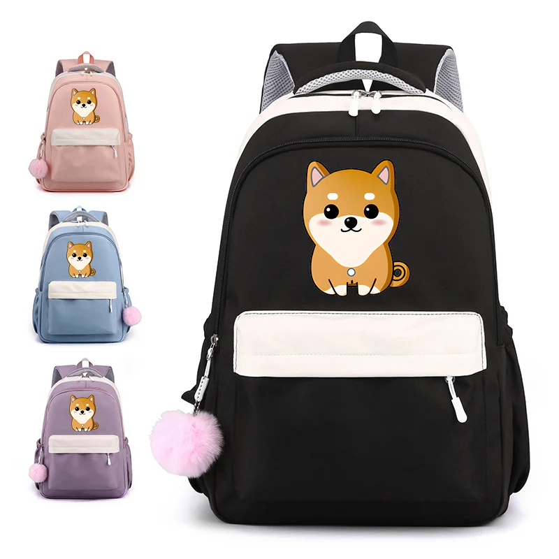 Kawaii shiba inu padrão mochila novo bonito dos desenhos animados shiba inu mochila casual ao ar livre de alta qualidade portátil mochila saco escolar