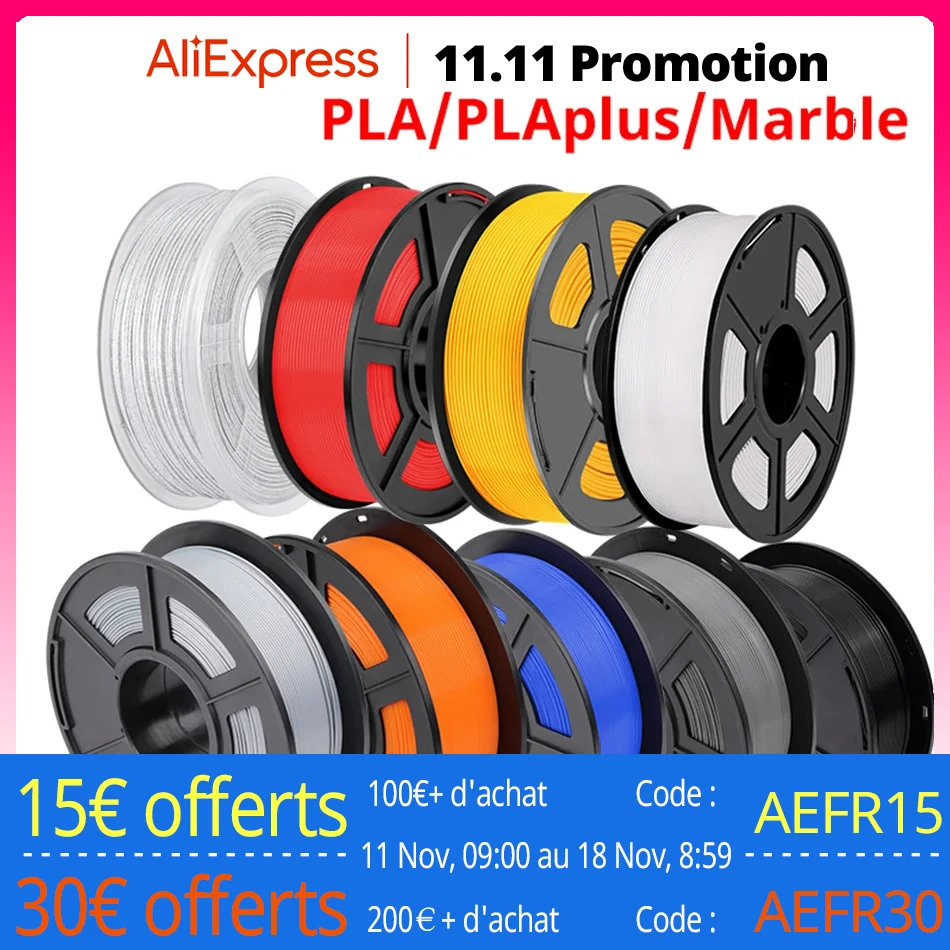 SUNLU PLA Filament 3D 1KG 1.75MM +/-0.02MM aucune bulle arrangement soigneusement Non toxique sans odeur emballage sous vide PLAPLUS marbre