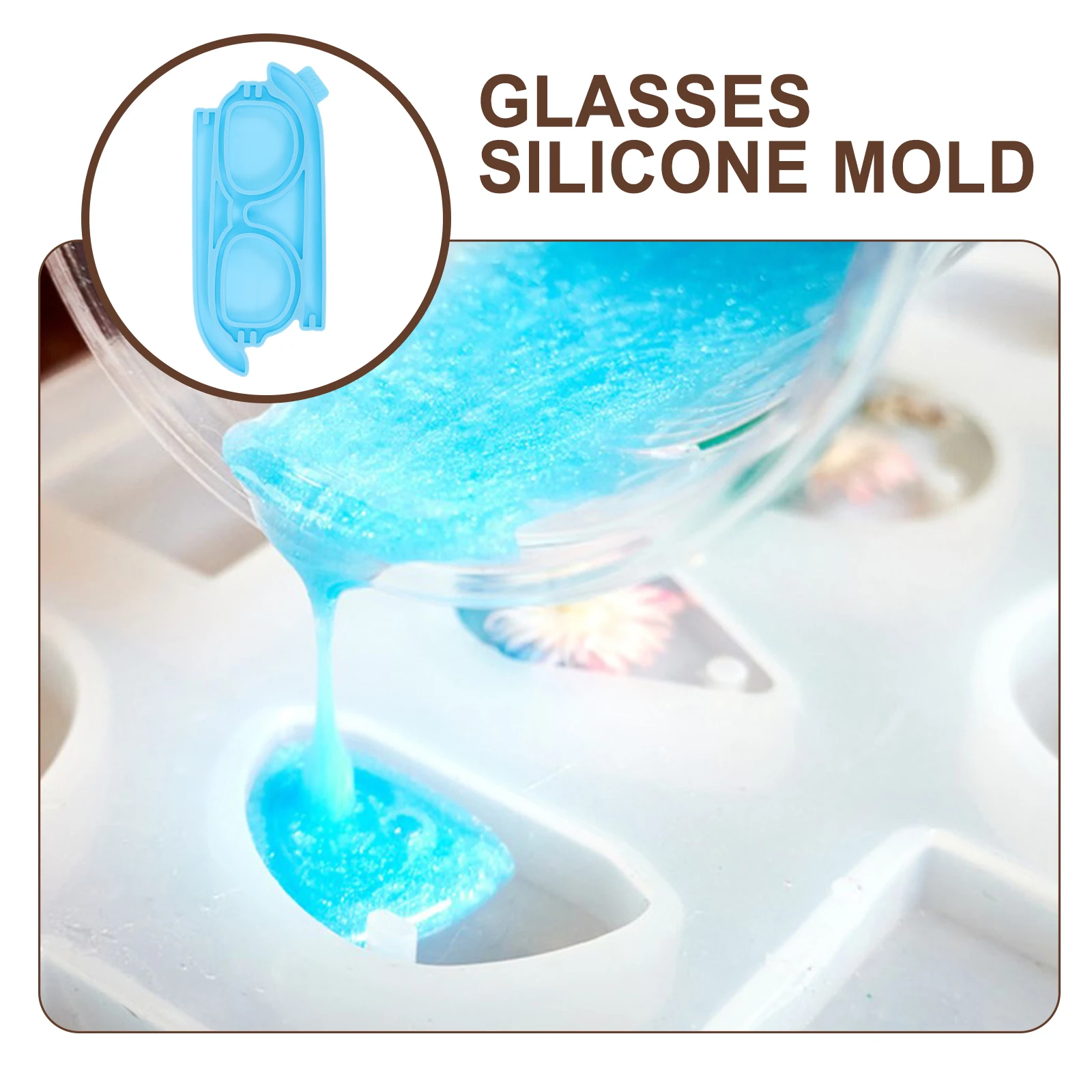 

Glasses Crystal Epoxy Mold Blue Silicone Eyeglasses Shape Resin Crafts Flexible Beginner DIY Tool Easy Clean Decor