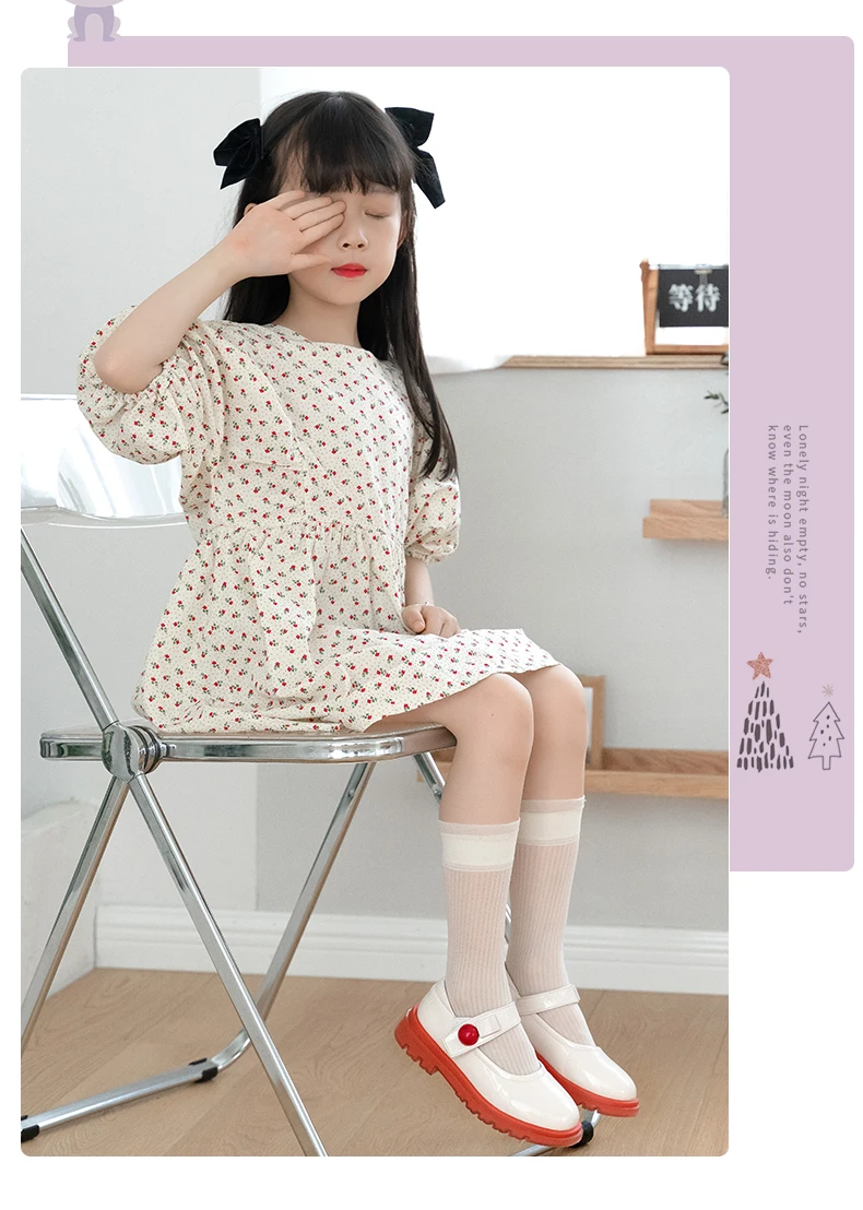 Spitzen-Kawaii Baby Kinder Stickerei Frucht Blumen Lange Socken Lolita Mädchen Erdbeer Ultra-Dünne Transparente Überkniestrümpfe – Detail 10