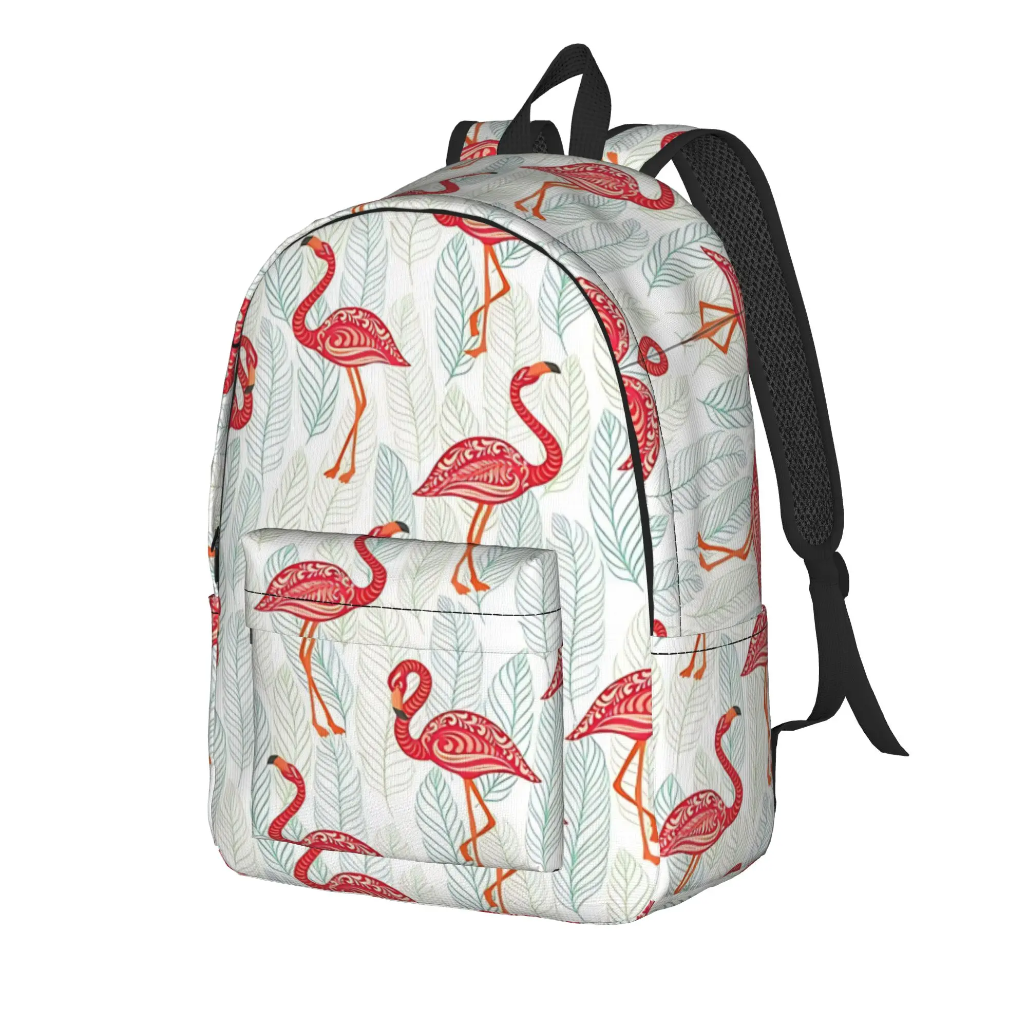 Back to school season Kawaii pink jungle water bird  Daypack Flamingo Male Lady College Bag Backpack