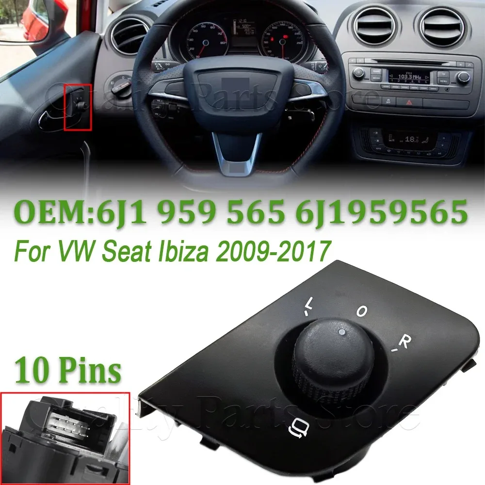 

Для VW Seat Ibiza 2009-2015 Новый переключатель регулировки зеркала с подогревом, складная ручка управления зеркалом заднего вида, кнопка 6J1 959 565 6J1959565