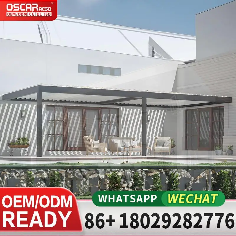هيكل ألومنيوم كهربائي بمحرك لجميع المواسم 5 م × 3 م مع سقف لعريشة الفناء الخلفي للحديقة #2