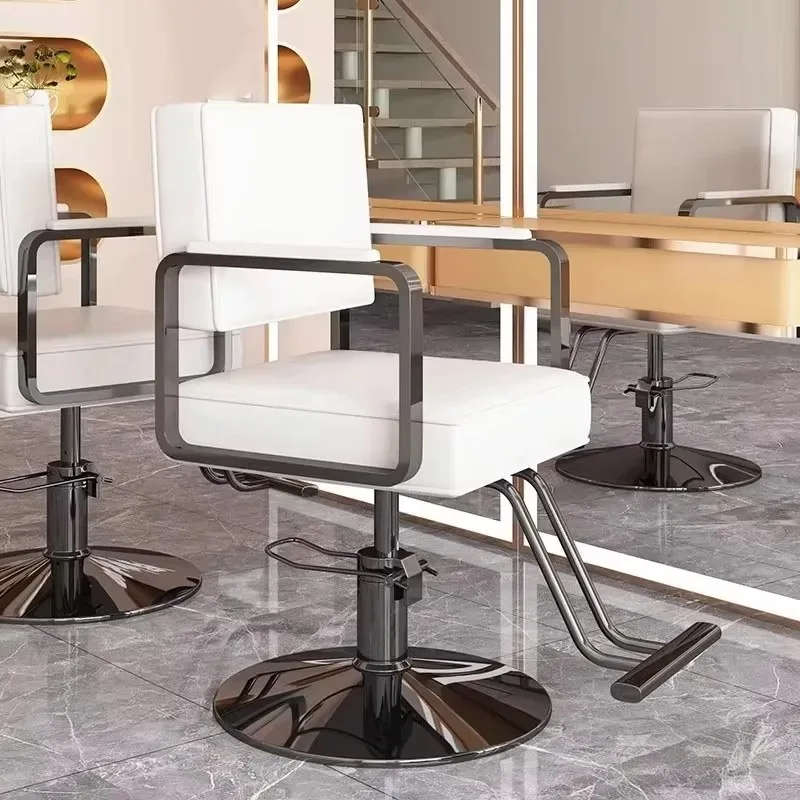 

Modern Black Barber Chair Brown Nordic Backrest Vintage Barber Hot Dyeing Chair Swivel Adjustable Cadeira Beauty Salon Furniture