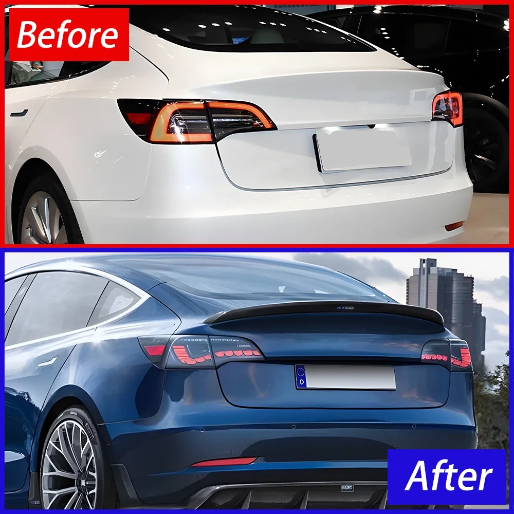 Auto Rear Back Lamps For Tesla Model 3 Model Y 2019-2023 LED Car Taillights Assembly Upgrade Dragon Scale Style Accessories