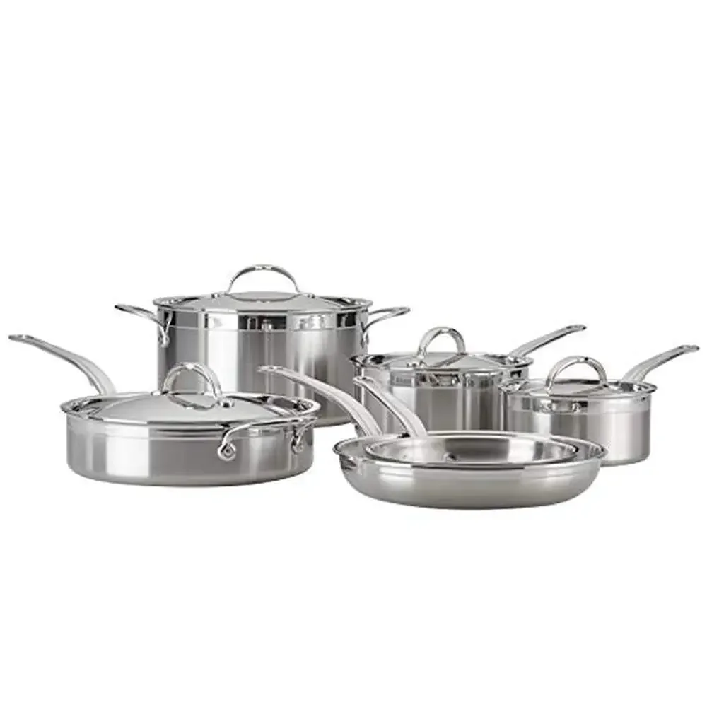 Professional Clad Stainless Steel Cookware Set 10-Piece Collection