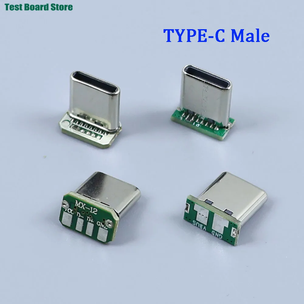 1/5/10PCS USB 3.1 Type C Vertical Patch Board 16pin 4 /2Welding Wire Data Band PCB USB Board Male Head 16P Usb C Connector