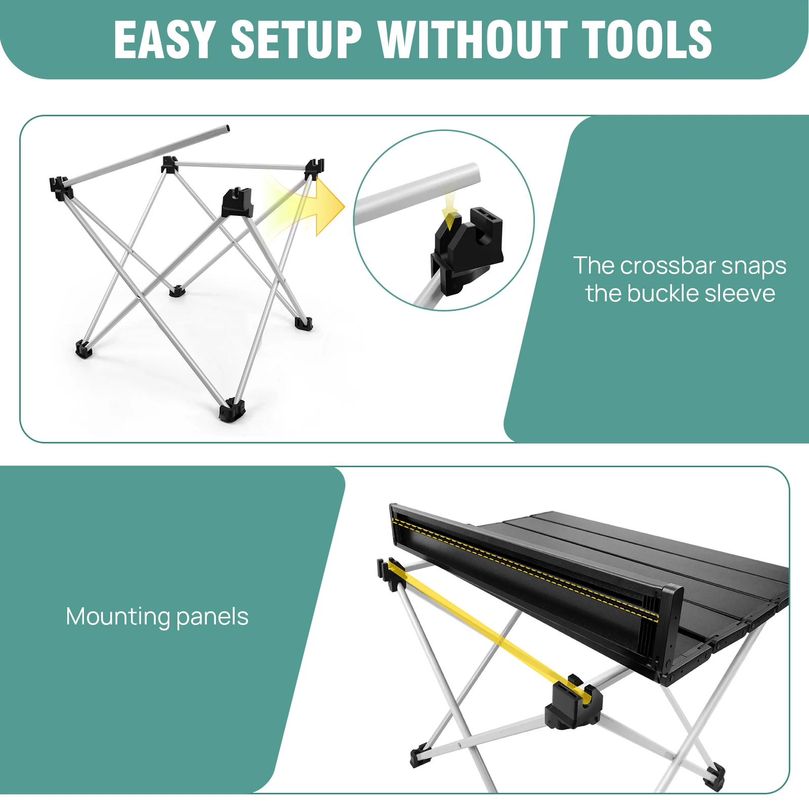Small Folding Camping Table, Foldable Portable Picnic Table, Ultralight Aluminium Lightweight Folding Beach Table