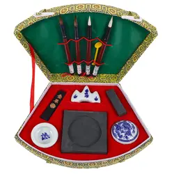 1 Set Chinese Traditional Set with Writing Brush Washer Holder Inkstone Ink Stick Seal Inkpad for Beginners Gift New