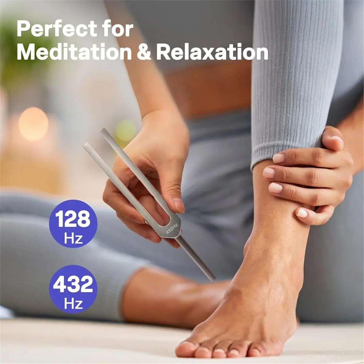 A74U Tuning Fork Set - 128Hz 432Hz 512Hz 528Hz Weighted & Unweighted Frequency Tools with Activator, Mallet & Vegan Pouch