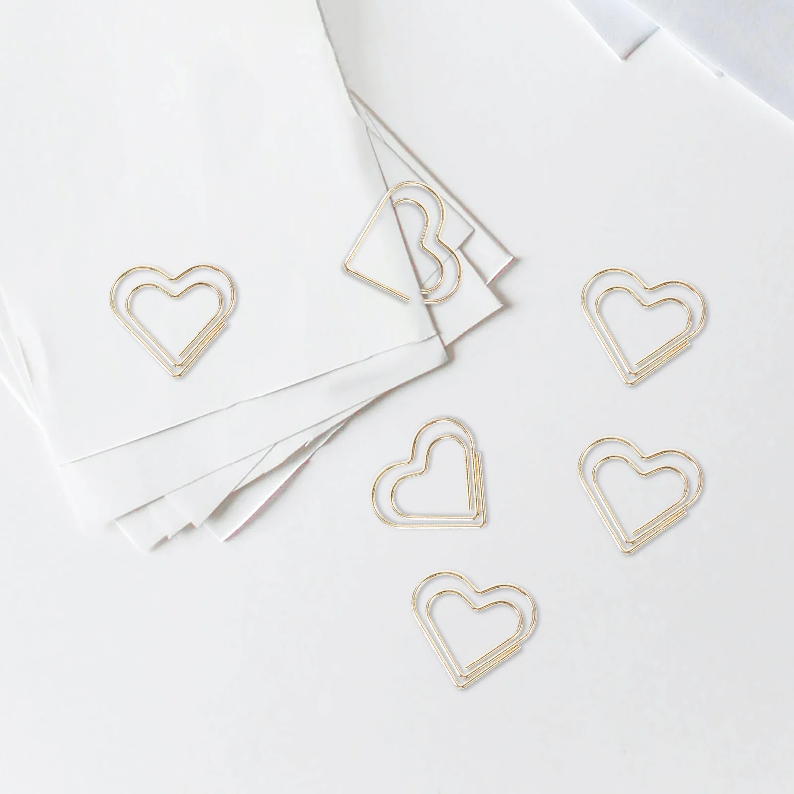 

50 Pcs Decorative Paper Clip Heart Shaped Clamps Heart-shaped Clips Scrapbook Gifts Bookmark for File