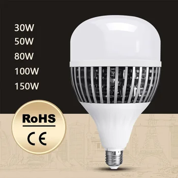 LED E27 고전력 전구 150W 100W 80W 50W 30W AC220V 230 240V 스포트라이트 Lampada LED Bombillas 램프