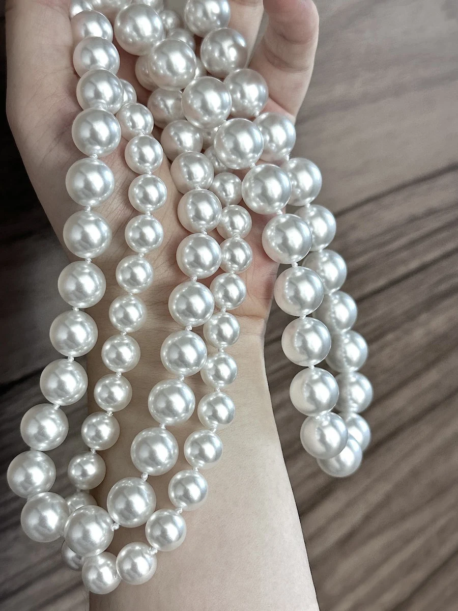 Wu Lingzhi Korean Designer Ice White Pearls Necklace Round Shining Female New Arrive