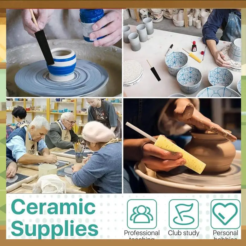 

12 Pcs Pottery Sponge For Clay Throwing Stick Trimming Tools Texturing And Sculpting For Artist Shaping-BAAX
