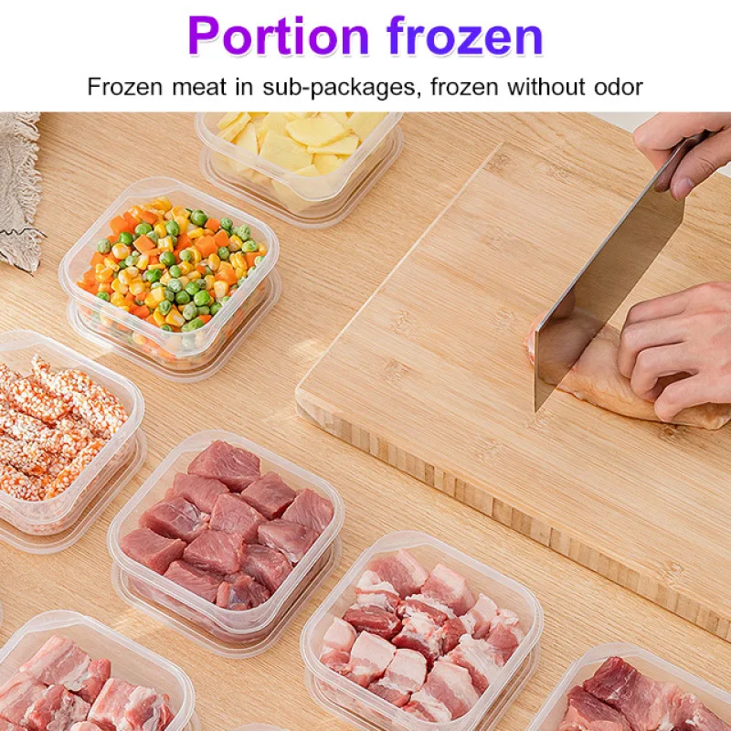 20/10pcs Plastic Transparent Box Rectangular Refrigerator Refrigeration Special Sealed Food Grade Crisper Storage Box