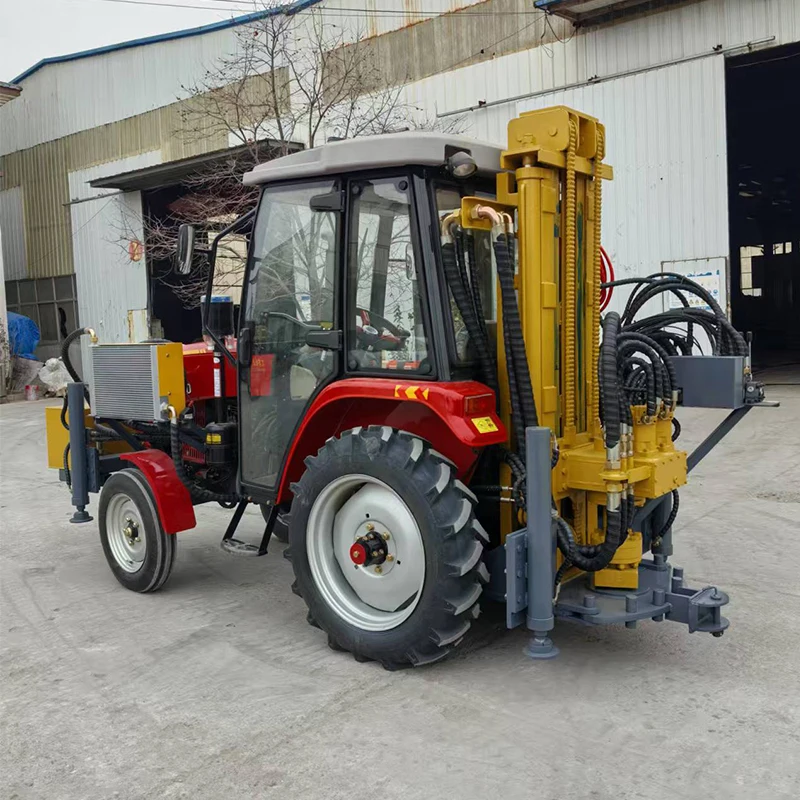 أربع عجلات 36HP جرار محرك الديزل المحمول آلة حفر آبار المياه الهيدروليكية 100 متر 200 متر جهاز حفر آبار المياه الهيدروليكية