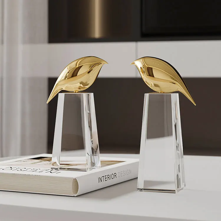 Modern light luxury crystal golden bird small ornament living room study model room hotel homestay art and craft decoration