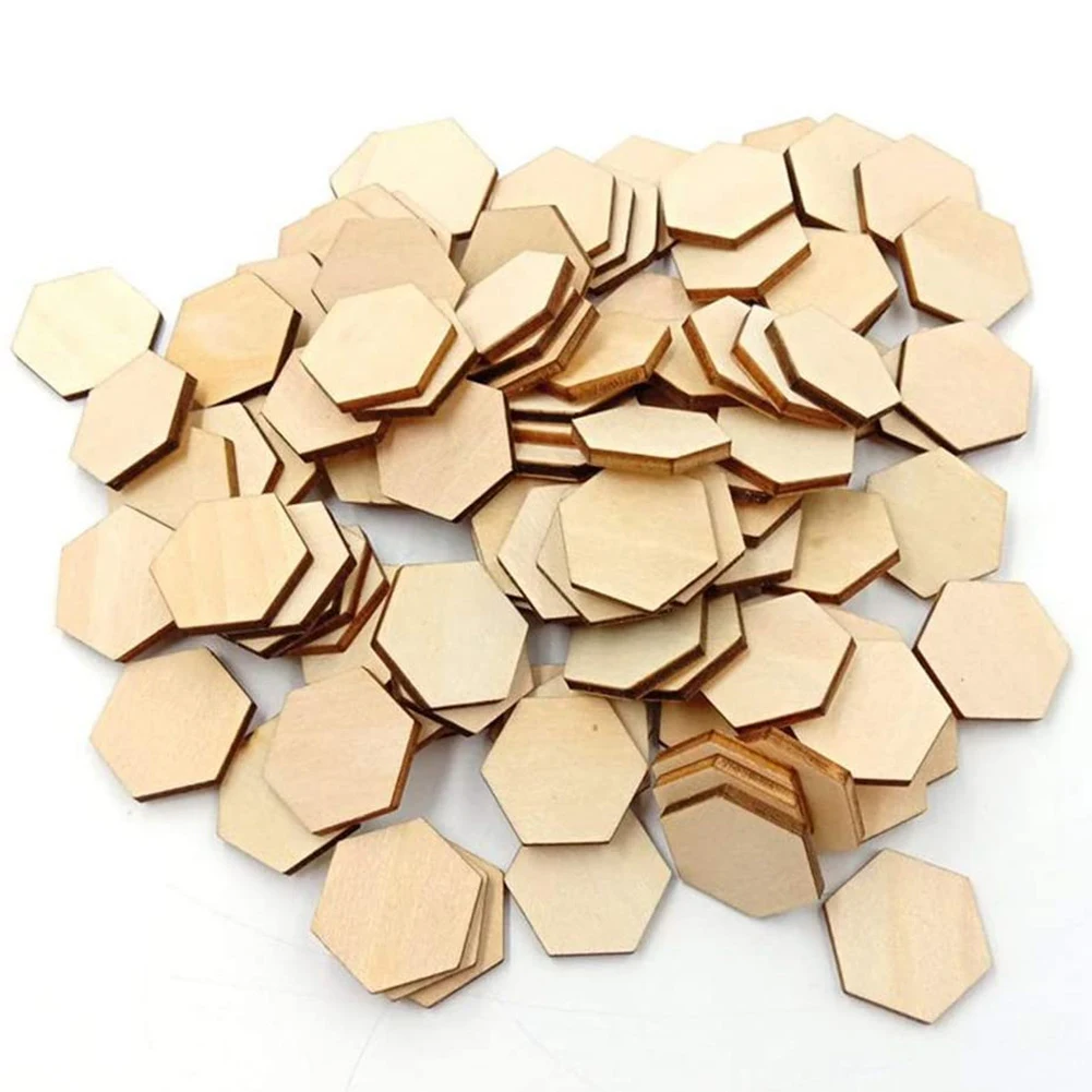 ABFW 100 Wooden Pieces Shape Beech Wood for DIY Arts Craft Project Ready to Paint or Decorate(25mm)