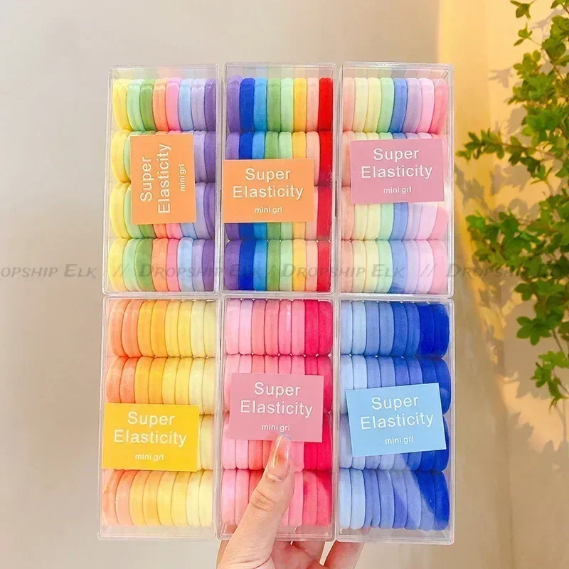 32PCS Colored Hair Circles, No Harm to Hair, High Horsetail Hair Rope, Tie Head Rope, High Elastic Box Set of Rubber Bands.