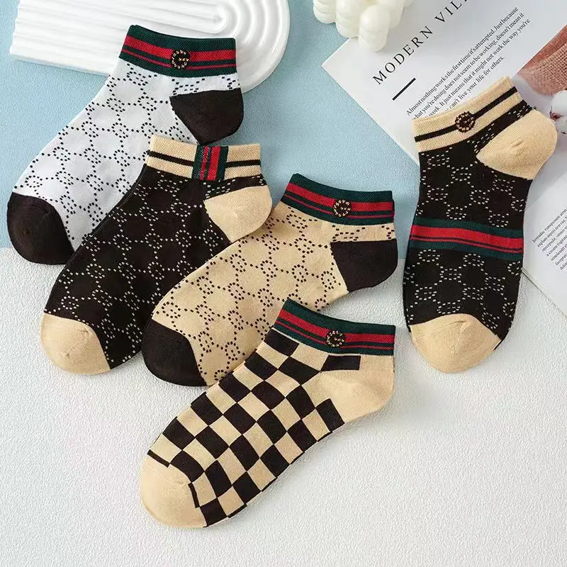 5pcs Men's Casual Sports Short Socks That Absorb Sweat, Boat-shaped Socks, Versatile Short Tube Socks