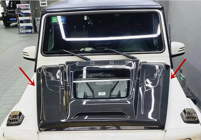 Transparent Real Carbon Fiber Bonnet For Mercedes-Benz W463 G500 G63 G65 G-Class AMG 2008-2018 Front  Engine Hood Vent Cover