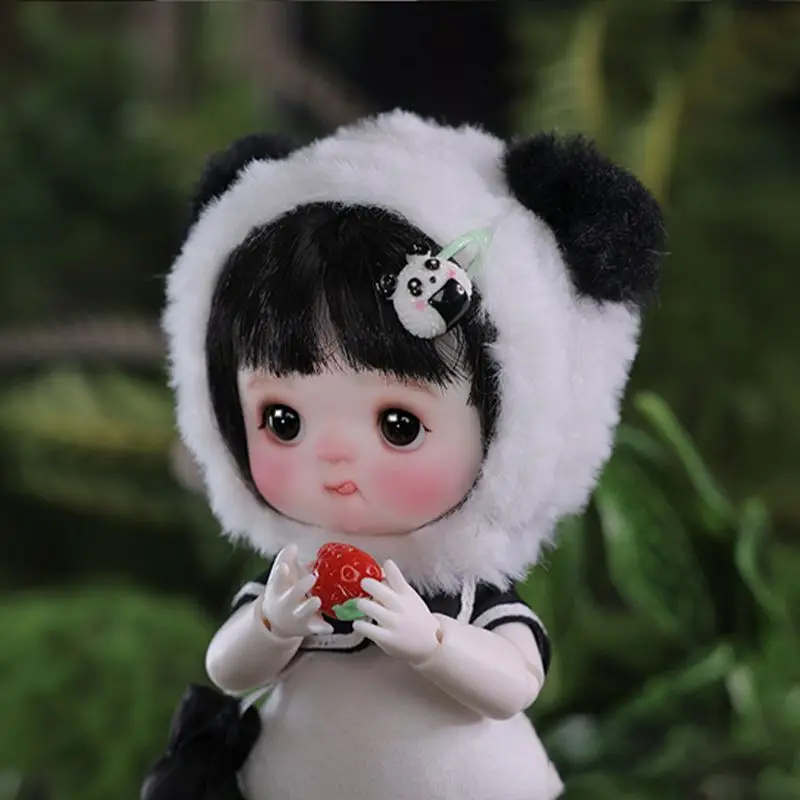 BJD 8 Cent Doll Figure Doll Panda Hat Full Set 18cm Height Birthday Gift New Product