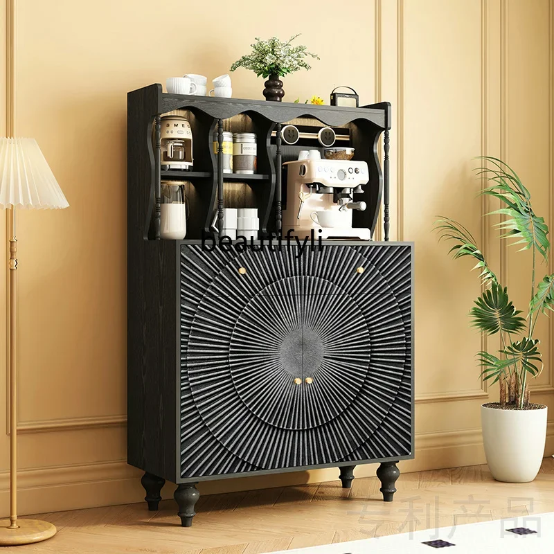 

American Classical Style Solid Wood Side Cabinet Dining Room Decoration Storage Cabinet Coffee Machine Water Bar Cabinet