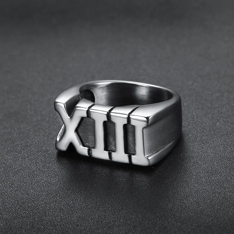 Personality Roman Numeral XIII Ring Stainless Steel Fashion Charm 13 Biker Men Jewelry Gift SMR0015