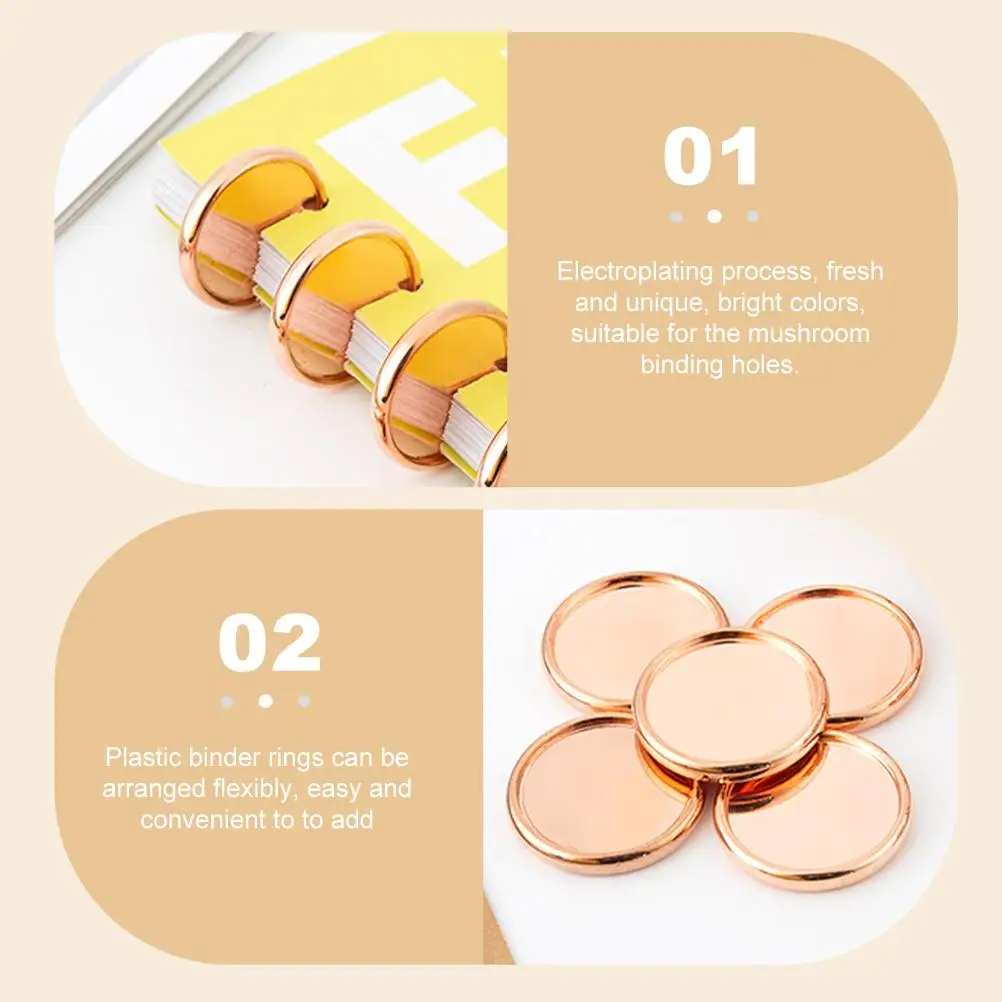 20 個キノコ穴バインダーリング製本ディスクプランナー用品ノートブック修正ディスク電気メッキプロセス明るい色