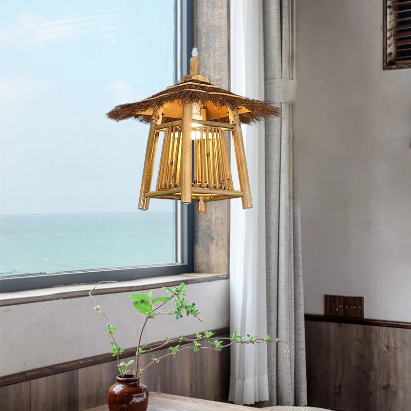 Bamboo Chandelier Chinese Retro Teahouse Restaurant Balcony Light Homestay Shop  House Lighting candelabros led modernos