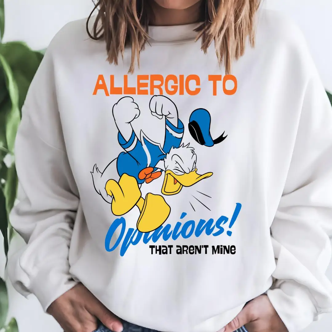 سترة ديزني دونالد داك "حساسية للآباء" الفنية غير الرسمية المريحة للخريف/الشتاء بلوفر برقبة دائرية harajuku