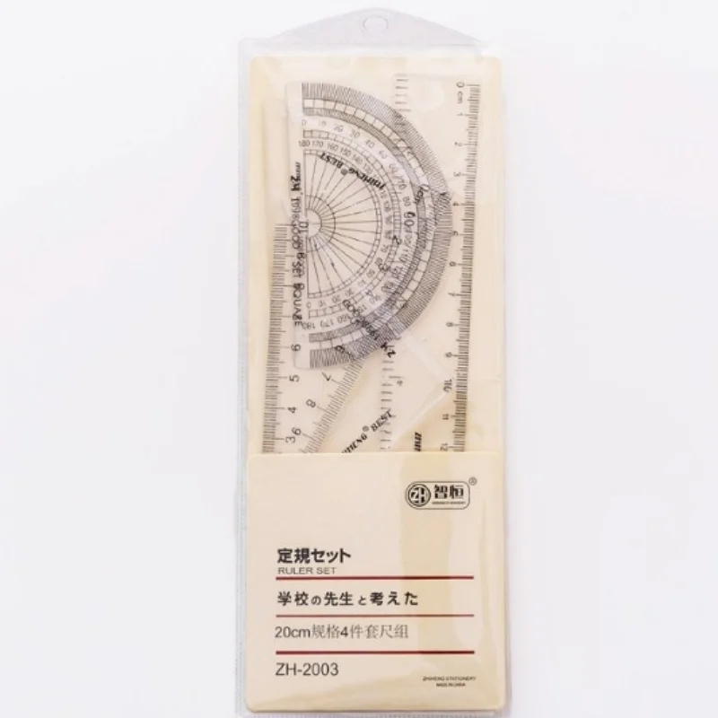 20cm Acrylic Plastic Ruler Multifunctional Triangular Ruler Protractor Student Exam Drawing School Stationery Supplies