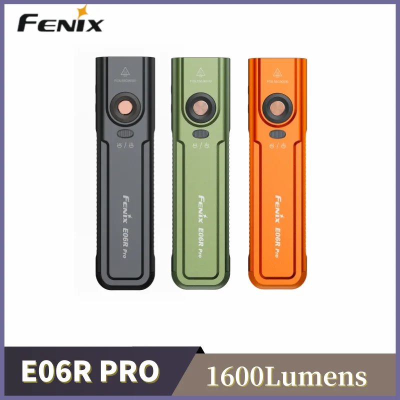 Fenix E06R Pro 3-light-source Dual-Swtich control Flashlight 1600Lumens, USB-C Rechargeable EDC Torch Lantern